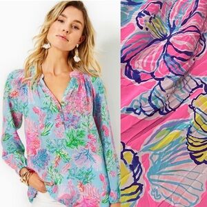 LILLY Pulitzer MD 100% Silk Elsa Top